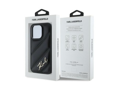Capa Karl Lagerfeld Diagonal Quilted Script para iPhone 14 Pro - preta Capa Karl Lagerfeld Diagonal Quilted Script para iPhone 14 Pro - preta