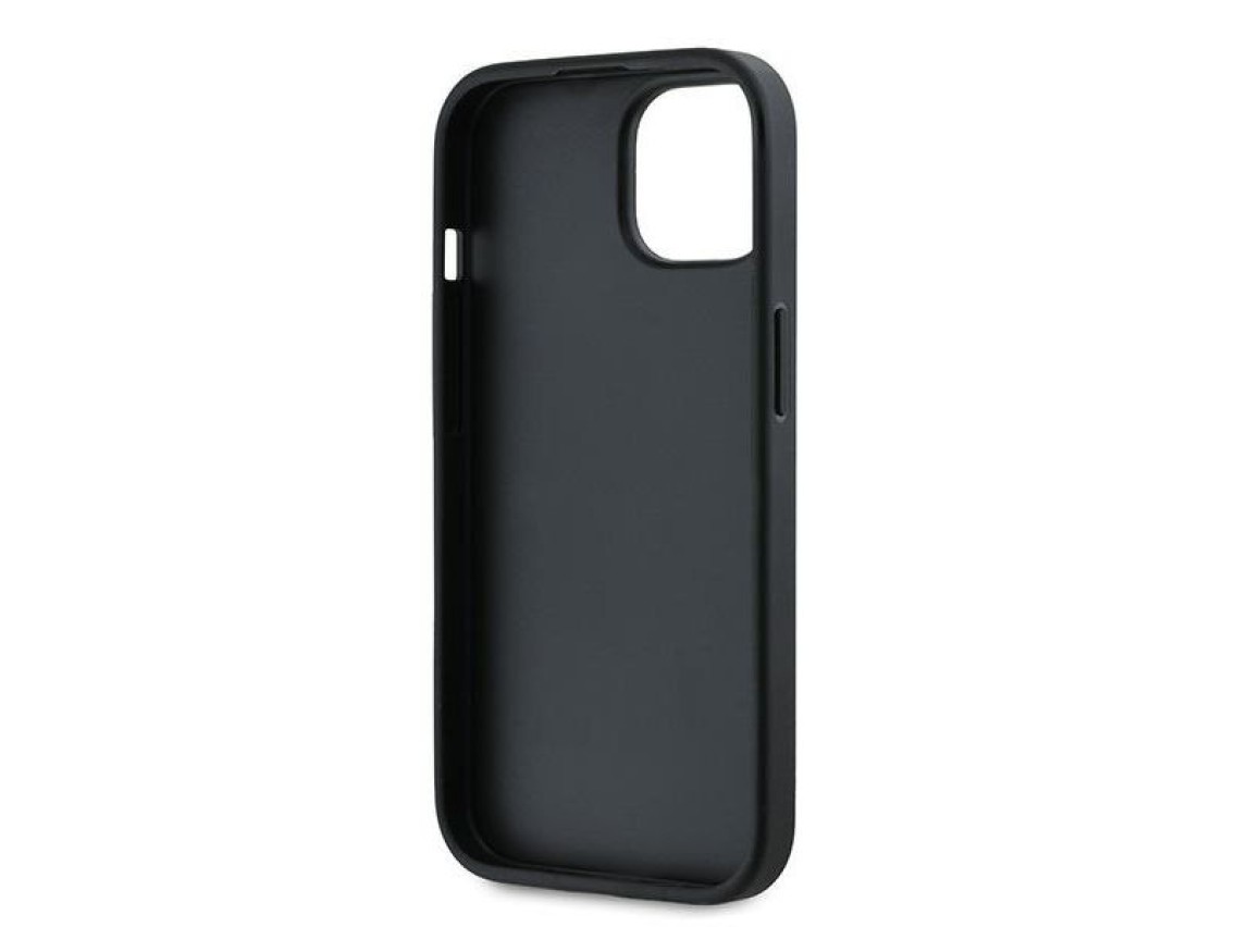 Capa Karl Lagerfeld Diagonal Matelassada com Script para iPhone 15/14/13 - preta