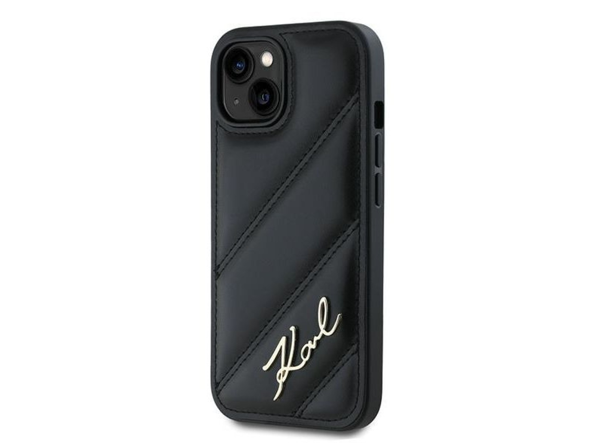 Karl Lagerfeld Diagonal Quilted Script case for iPhone 15 Plus / 14 Plus - black