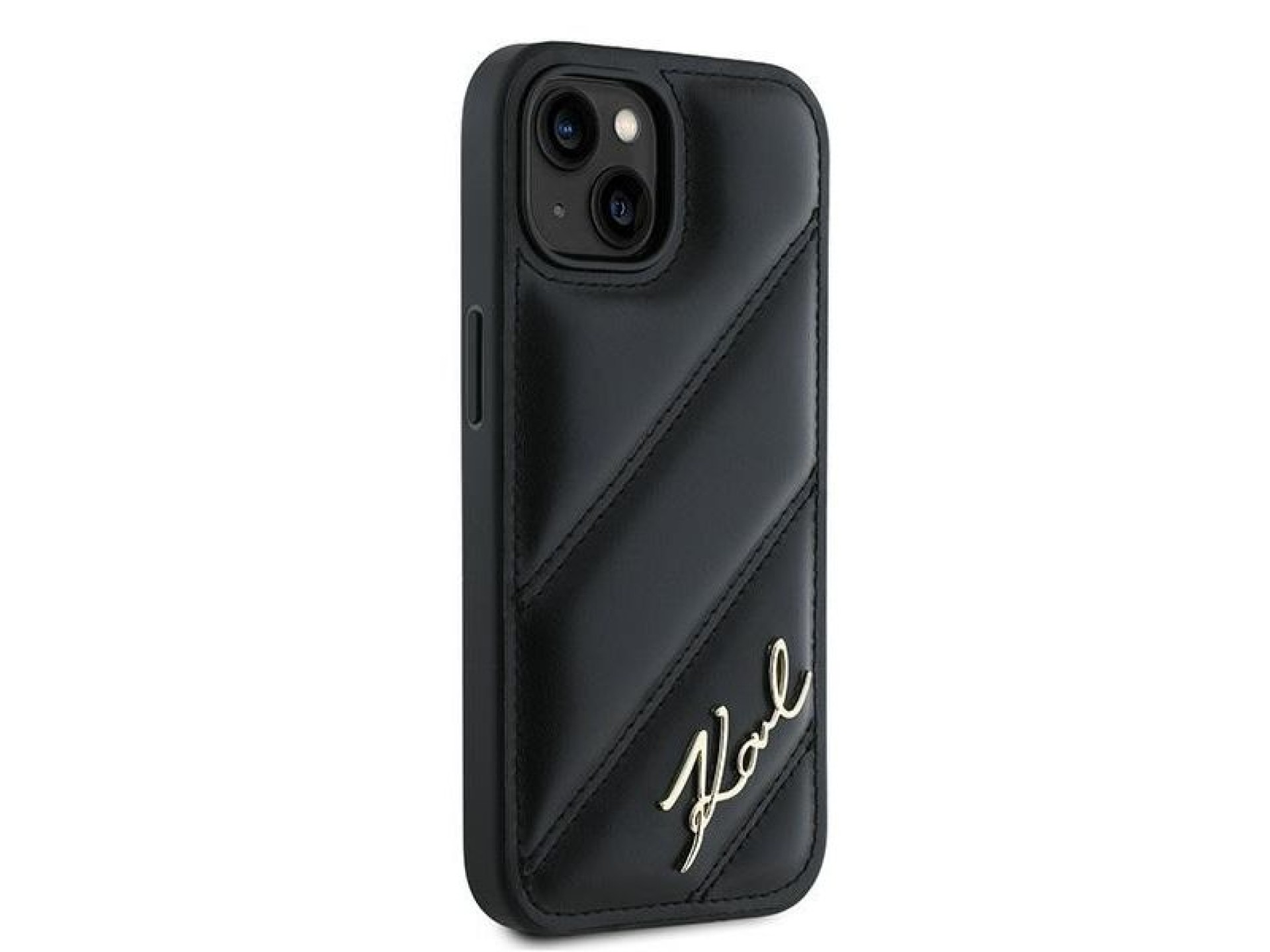 Karl Lagerfeld Diagonal Quilted Script case for iPhone 15 Plus / 14 Plus - black