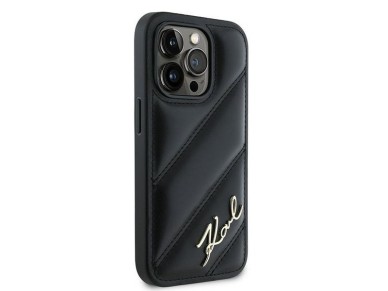 Capa Karl Lagerfeld Diagonal Quilted Script para iPhone 14 Pro - preta Capa Karl Lagerfeld Diagonal Quilted Script para iPhone 14 Pro - preta