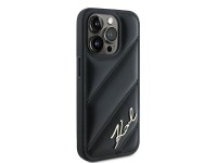 Karl Lagerfeld Diagonal Quilted Script case for iPhone 15 Pro - black Karl Lagerfeld Diagonal Quilted Script case for iPhone 15 Pro - black