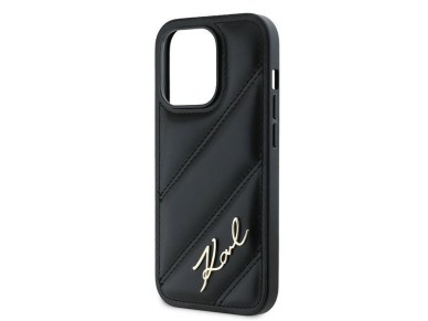 Capa Karl Lagerfeld Diagonal Quilted Script para iPhone 14 Pro - preta Capa Karl Lagerfeld Diagonal Quilted Script para iPhone 14 Pro - preta