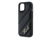 Capa Karl Lagerfeld Diagonal Matelassada com Script para iPhone 15/14/13 - preta Capa Karl Lagerfeld Diagonal Matelassada com Script para iPhone 15/14/13 - preta