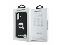 Capa MagSafe para iPhone 16 com estampa da cabe�a de Karl Lagerfeld em silicone - Preta