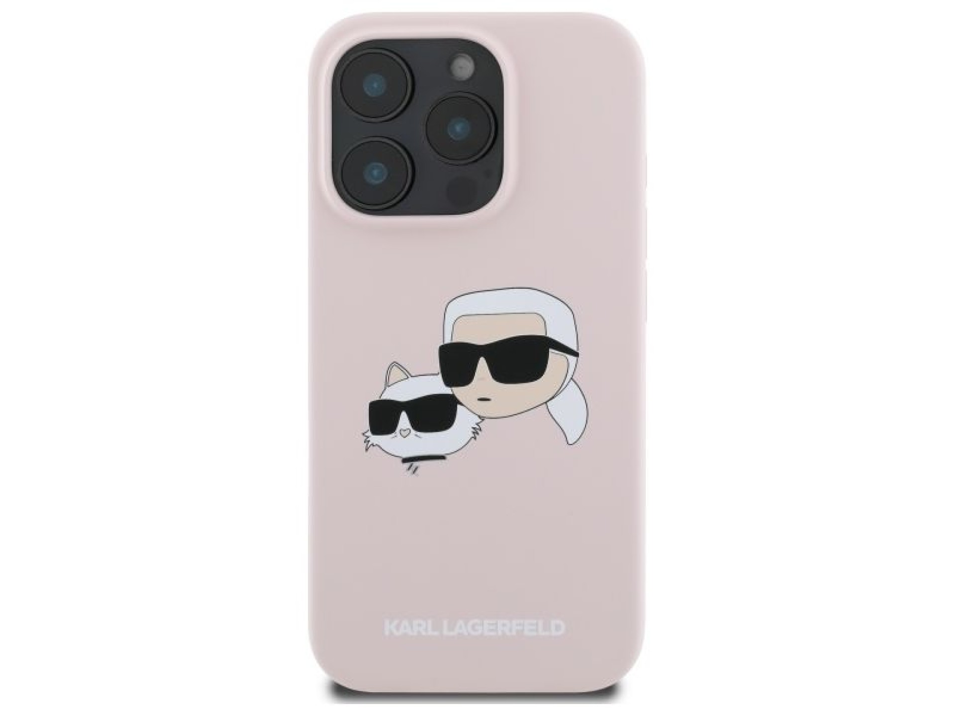 Karl Lagerfeld Silicone Nauble Heads Print MagSafe Case for iPhone 16 Pro - Pink
