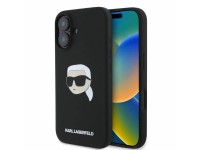 Karl Lagerfeld Silicone Karl Head Print MagSafe iPhone 16 Case - Black