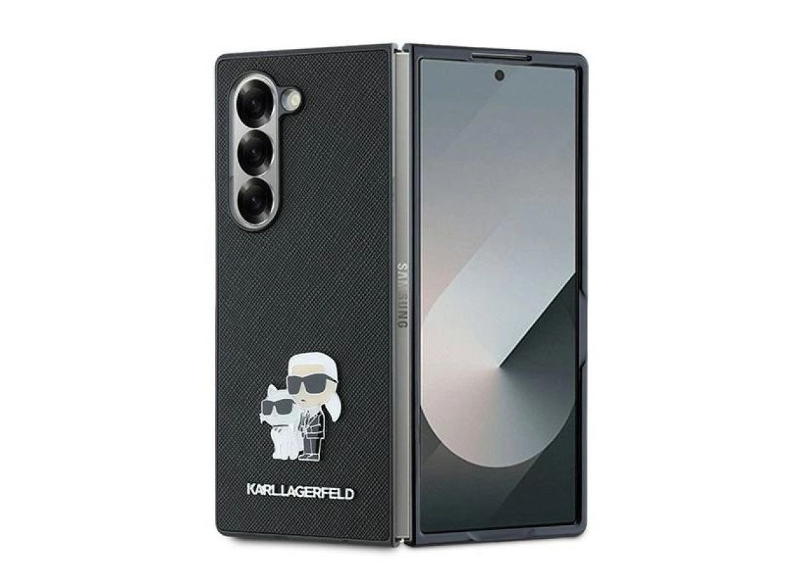 Karl Lagerfeld Saffiano Metal Pin Case for Samsung Galaxy Z Fold 6 - Black