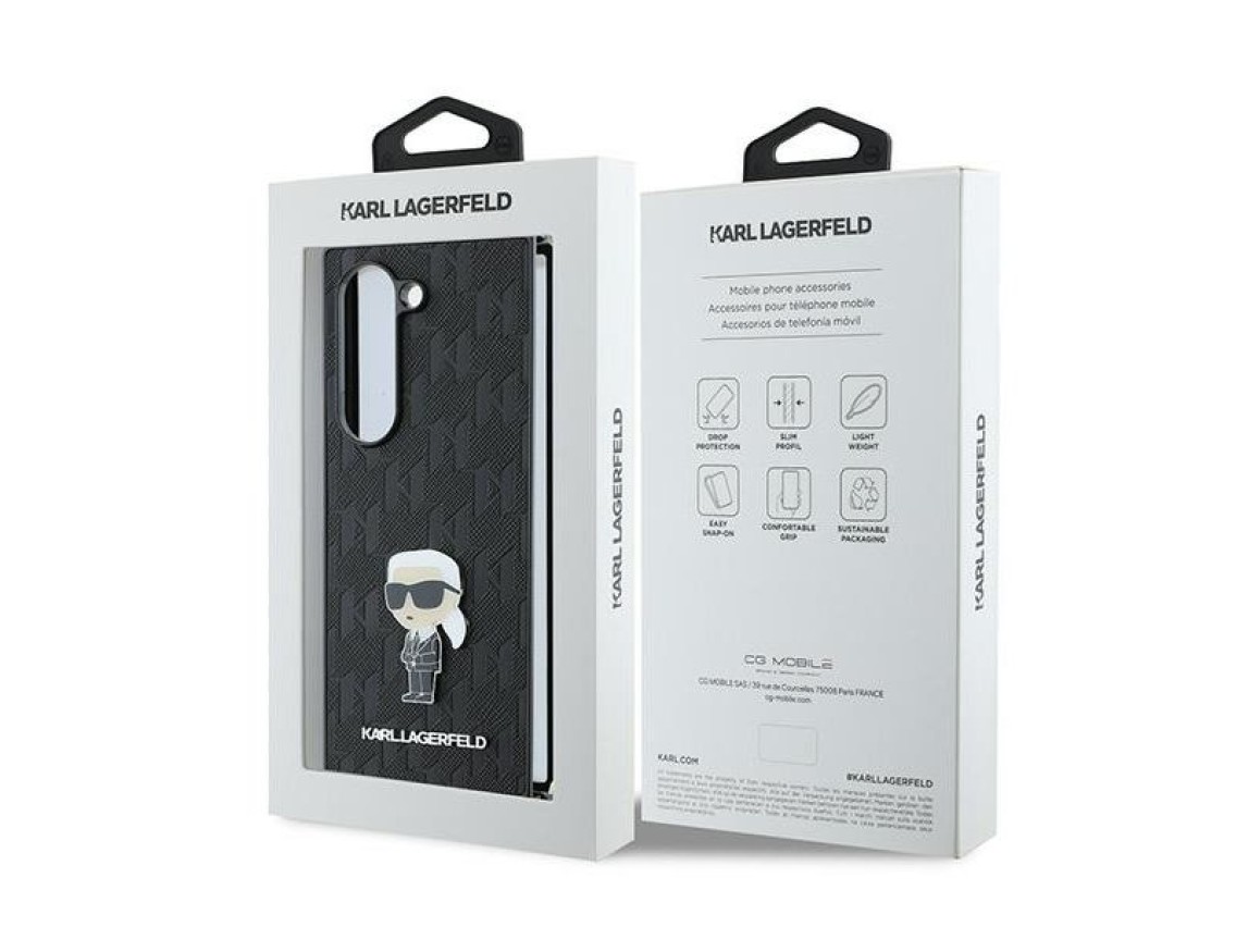 Karl Lagerfeld Saffiano Ikonik Pin Case for Samsung Galaxy Z Fold 6 - Black