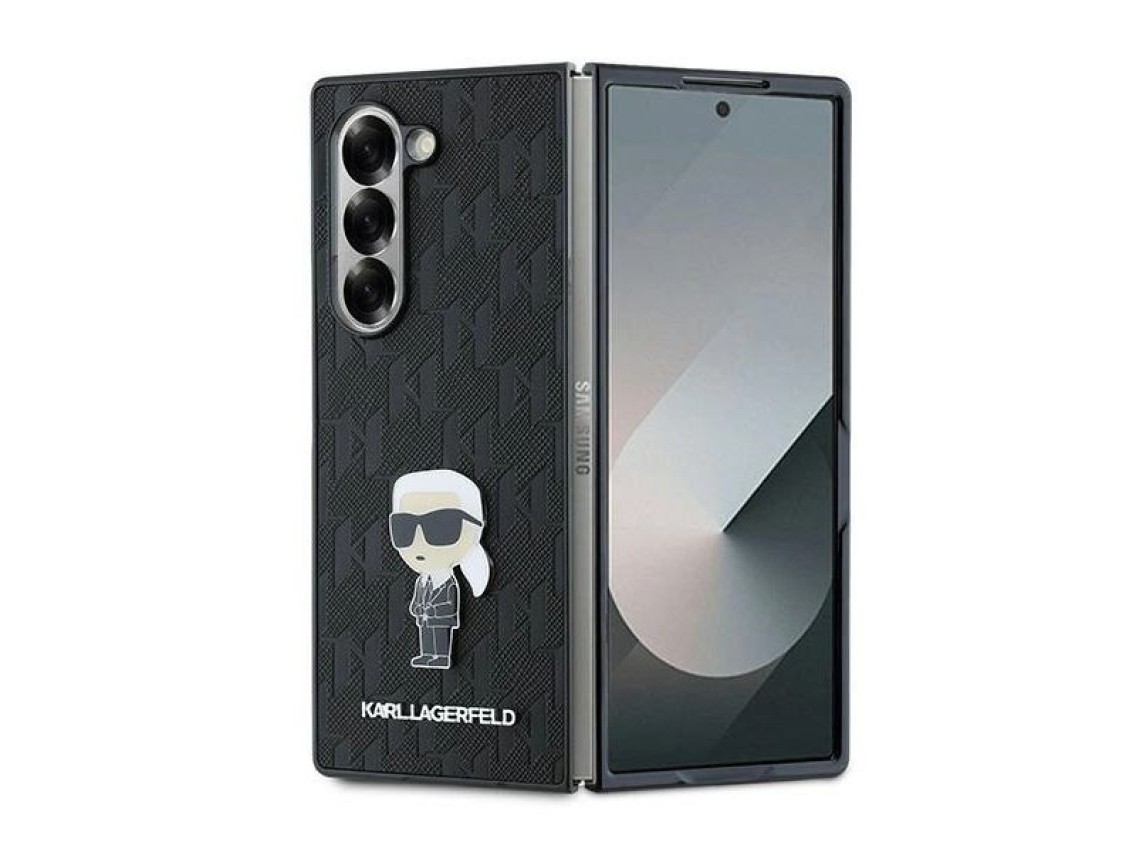 Karl Lagerfeld Saffiano Ikonik Pin Case for Samsung Galaxy Z Fold 6 - Black