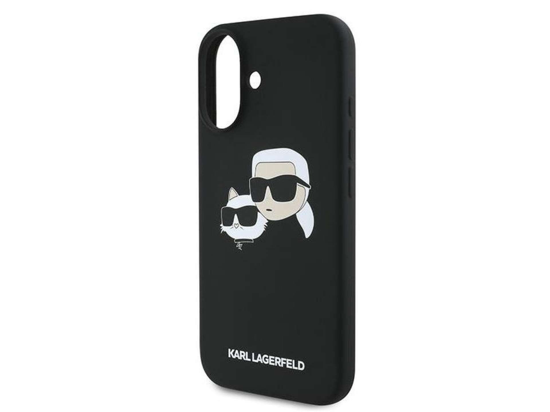 Karl Lagerfeld Silicone Case Nauble Heads Print MagSafe for iPhone 16 Plus - Black