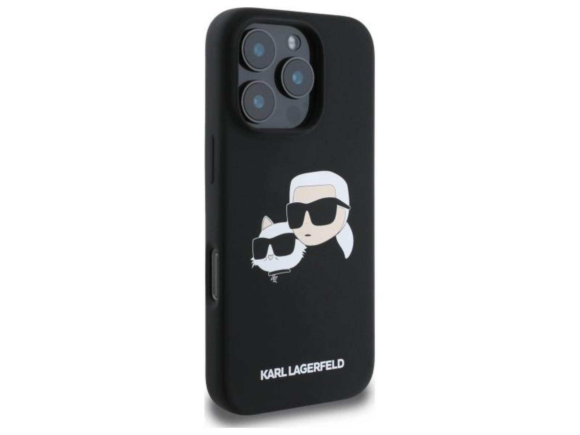 Karl Lagerfeld Silicone Case Heads Print MagSafe for iPhone 16 Pro - Black