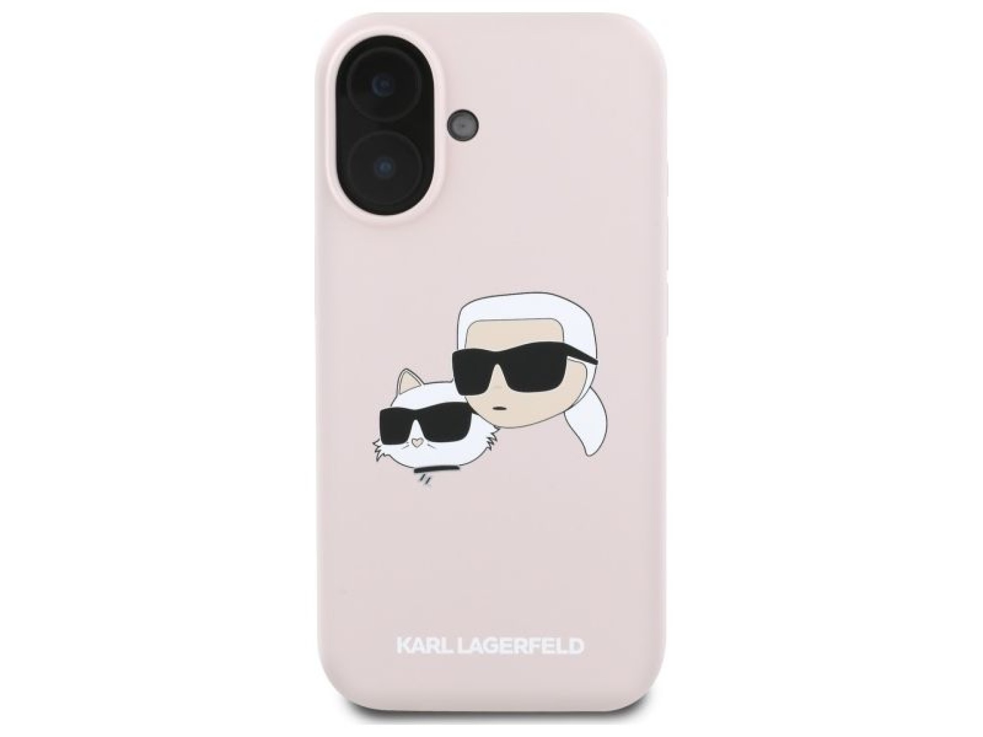Funda MagSafe de silicona con estampado de cabezas de nauble de Karl Lagerfeld para iPhone 16 - Rosa
