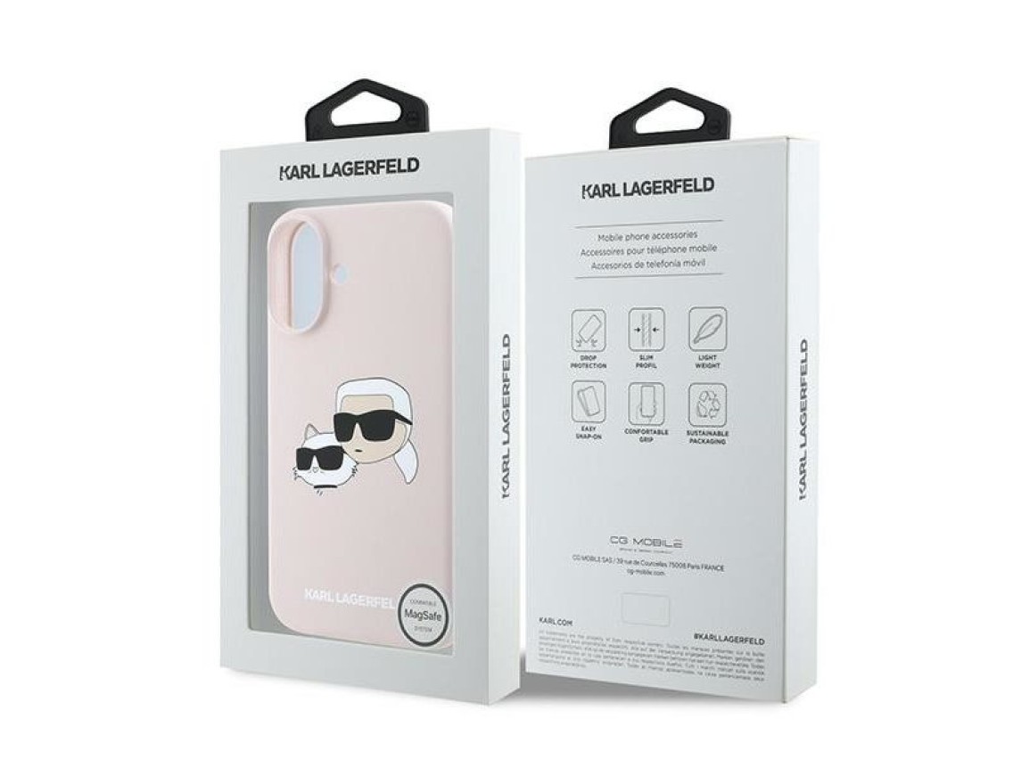 Capa MagSafe de silicone com estampa de cabeças de naufrágio de Karl Lagerfeld para iPhone 16 Plus -