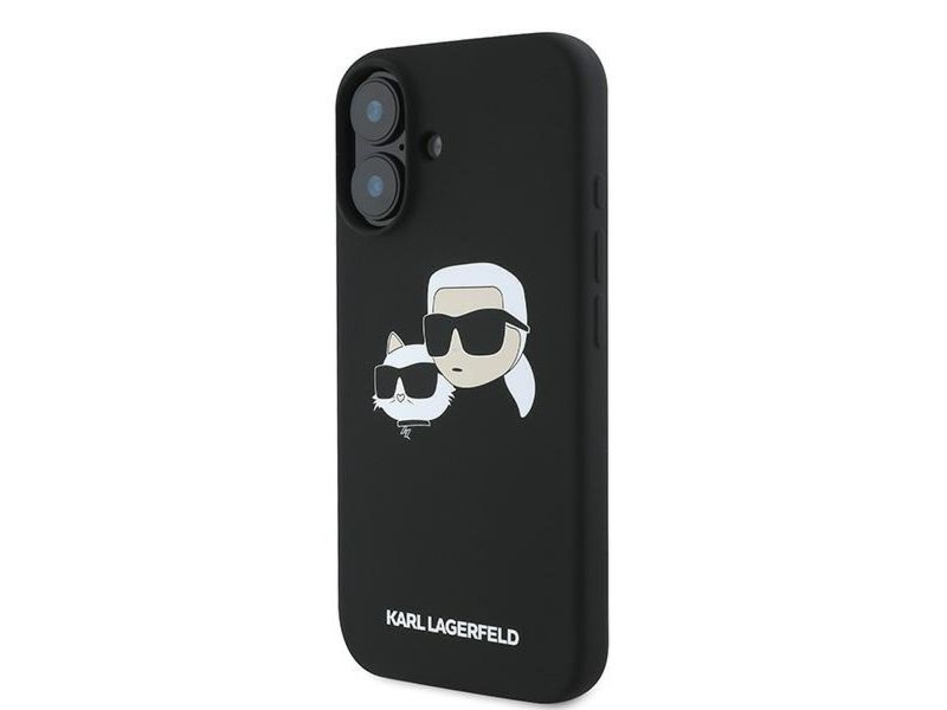 Karl Lagerfeld Silicone Case Nauble Heads Print MagSafe for iPhone 16 Plus - Black