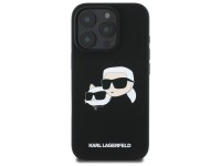 Karl Lagerfeld Silicone Case Heads Print MagSafe for iPhone 16 Pro - Black