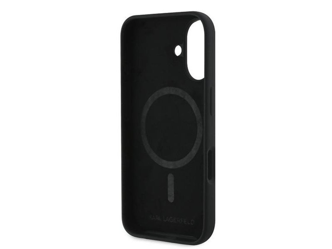 Karl Lagerfeld Silicone Case Nauble Heads Print MagSafe for iPhone 16 Plus - Black