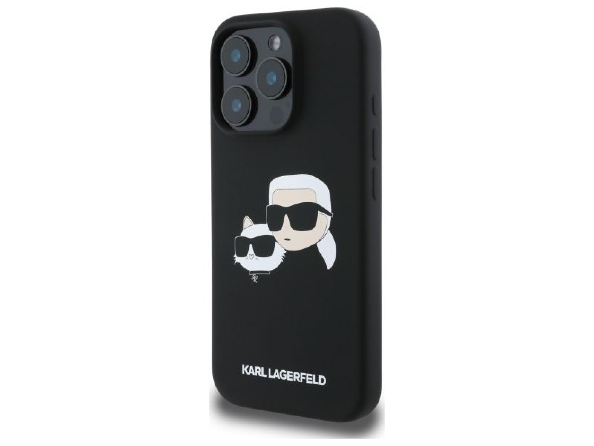 Karl Lagerfeld Silicone Case Heads Print MagSafe for iPhone 16 Pro - Black