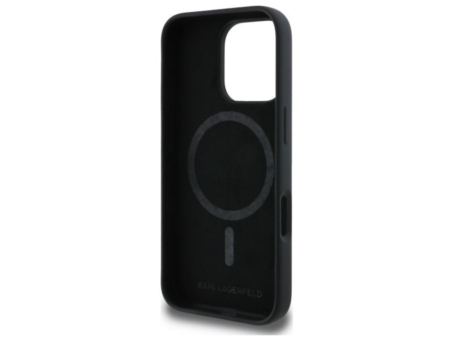 Karl Lagerfeld Silicone Case Heads Print MagSafe for iPhone 16 Pro - Black