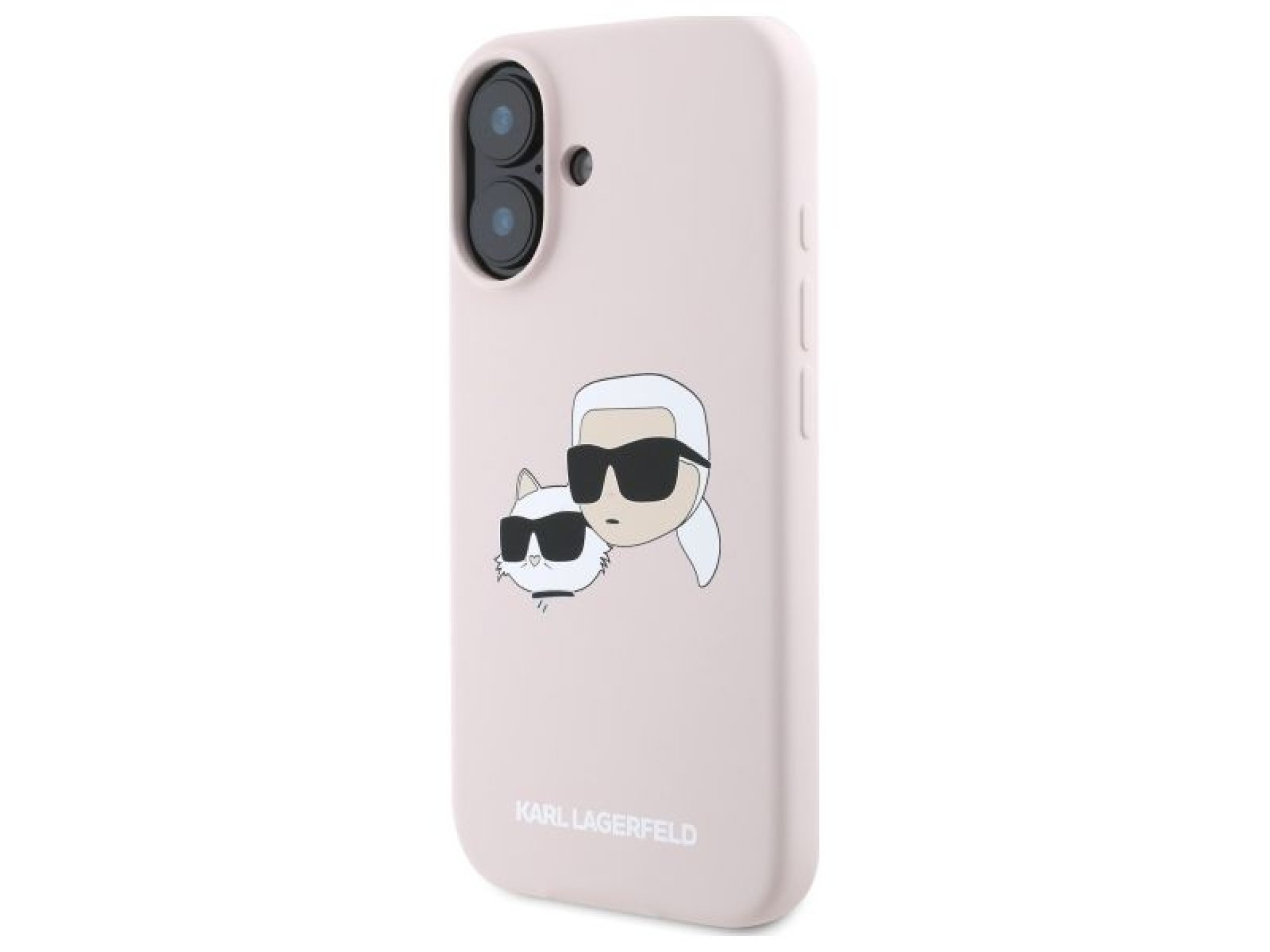 Funda MagSafe de silicona con estampado de cabezas de nauble de Karl Lagerfeld para iPhone 16 - Rosa