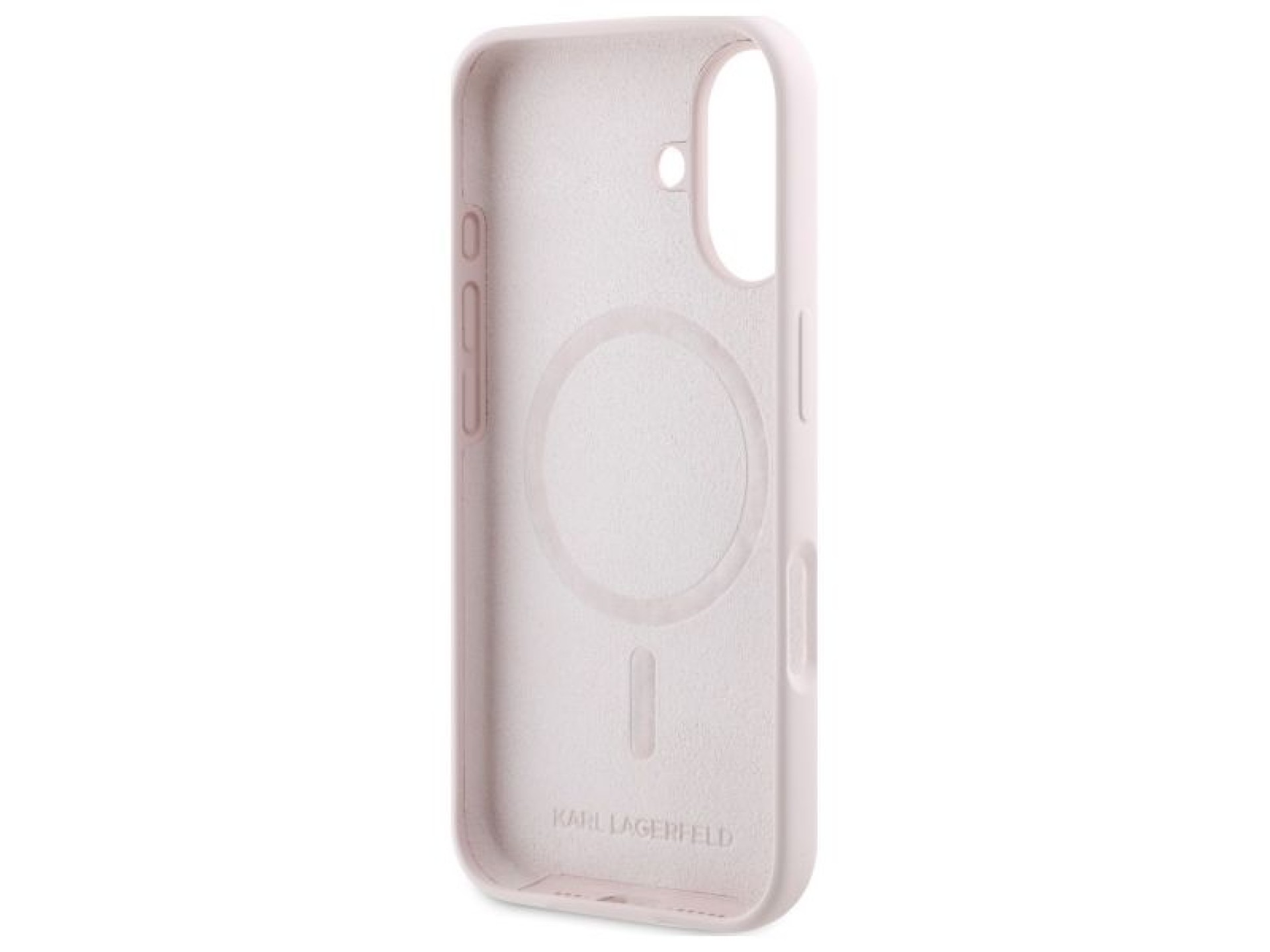 Funda MagSafe de silicona con estampado de cabezas de nauble de Karl Lagerfeld para iPhone 16 - Rosa