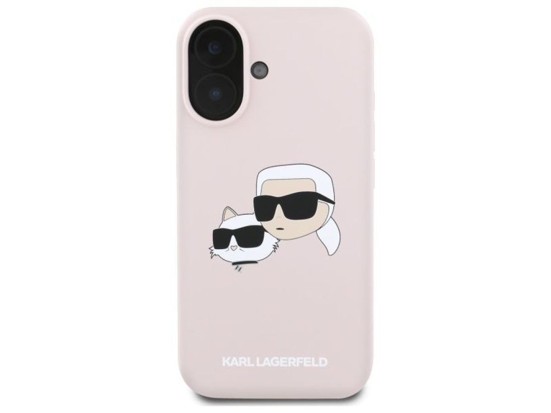 Funda MagSafe de silicona con estampado de cabezas de nauble de Karl Lagerfeld para iPhone 16 - Rosa