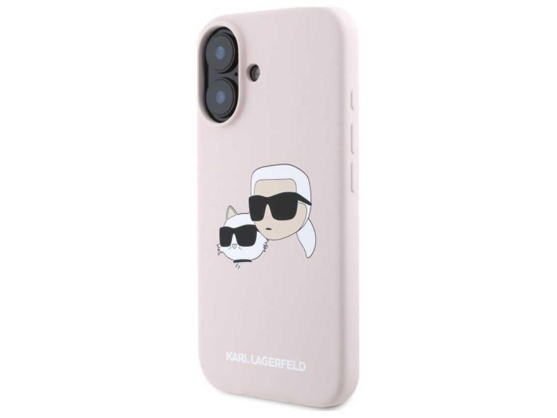Funda MagSafe de silicona con estampado de cabezas de nauble de Karl Lagerfeld para iPhone 16 - Rosa