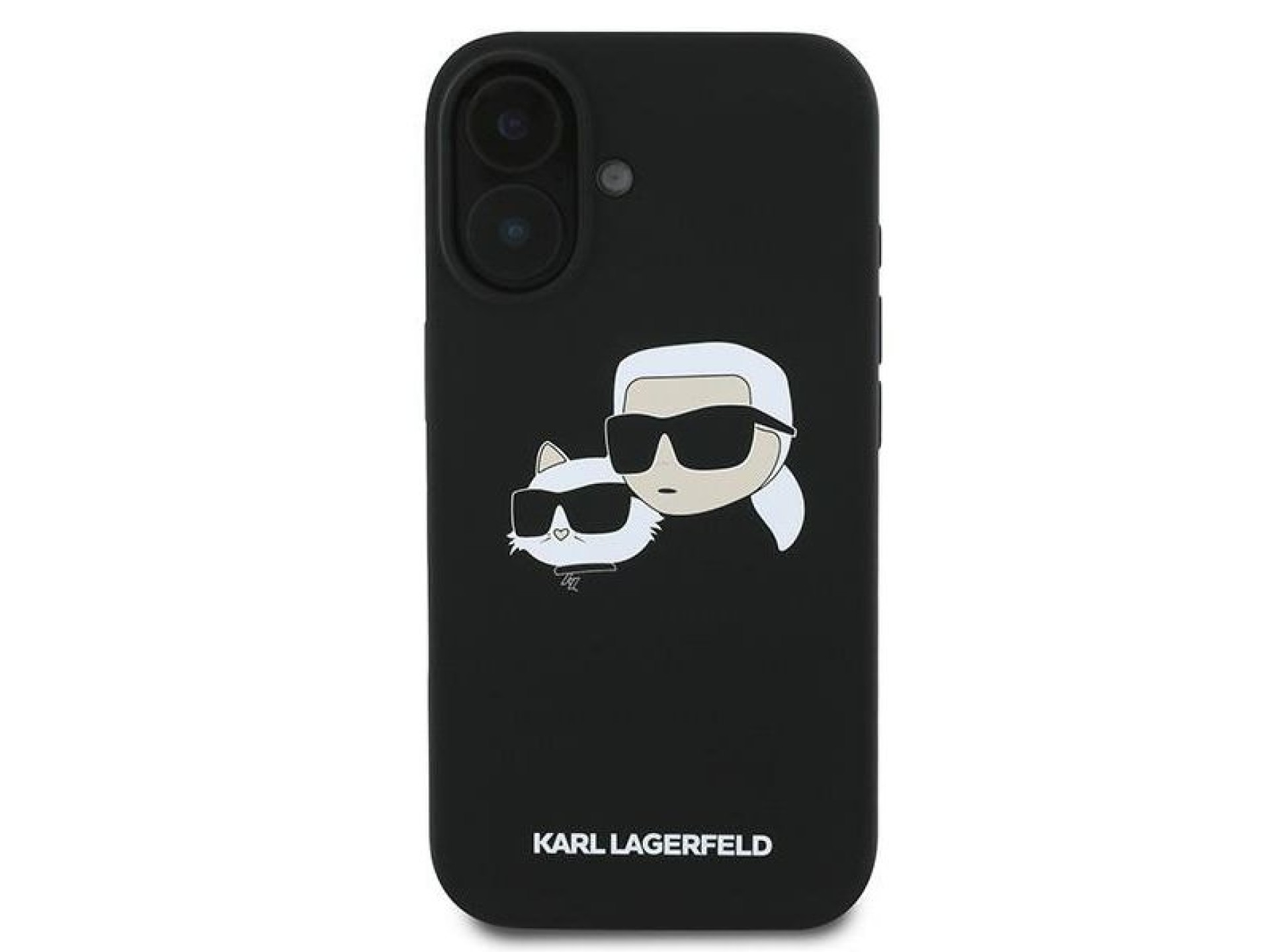 Karl Lagerfeld Silicone Case Nauble Heads Print MagSafe for iPhone 16 Plus - Black