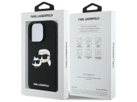 Karl Lagerfeld Silicone Case Heads Print MagSafe for iPhone 16 Pro - Black