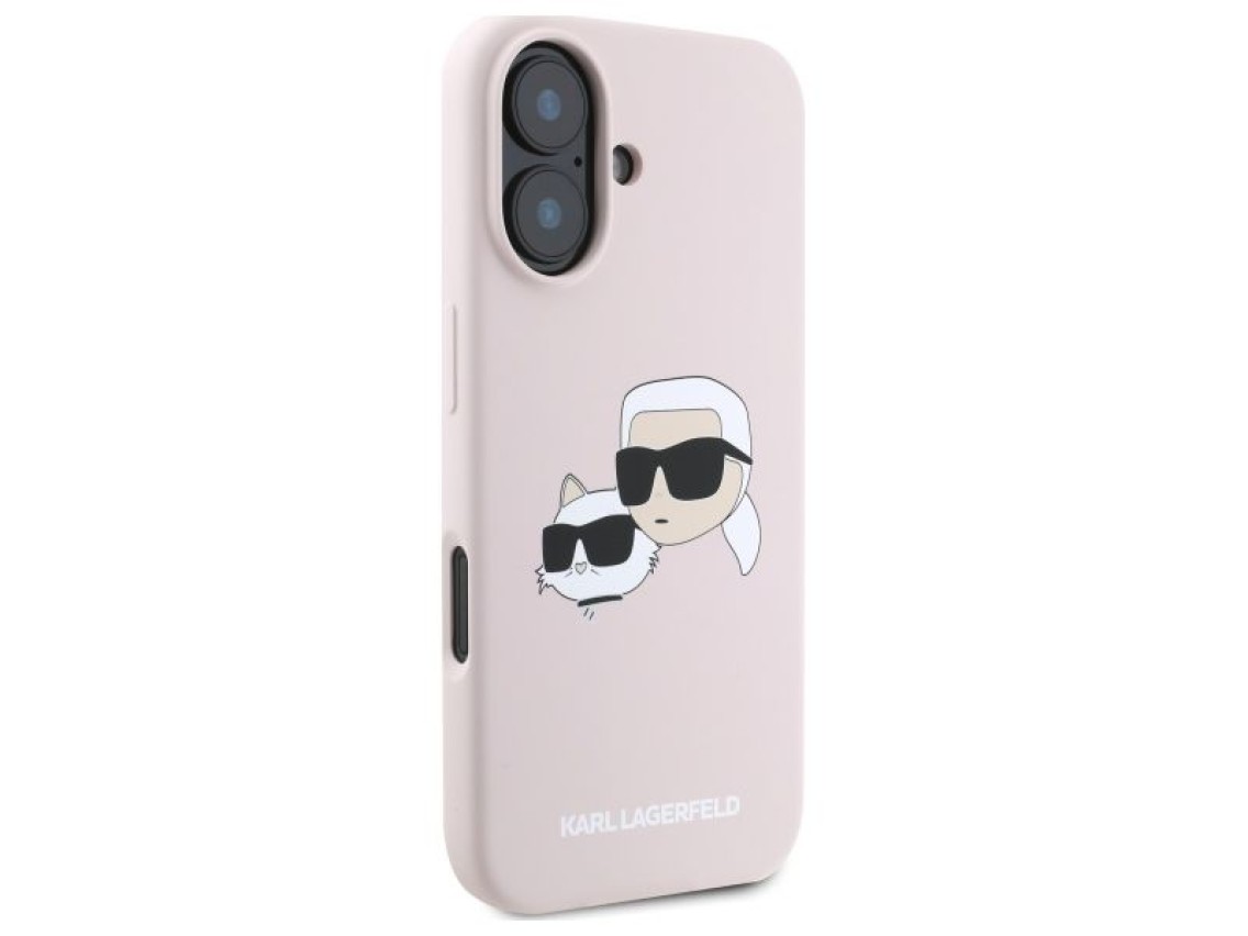 Funda MagSafe de silicona con estampado de cabezas de nauble de Karl Lagerfeld para iPhone 16 - Rosa