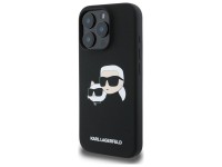 Karl Lagerfeld Silicone Case Heads Print MagSafe for iPhone 16 Pro - Black