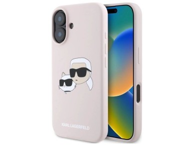 Karl Lagerfeld Silicone Nauble Heads Print MagSafe Case for iPhone 16 - Pink Karl Lagerfeld Silicone Nauble Heads Print MagSafe Case for iPhone 16 - Pink