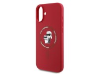 Karl Lagerfeld Silicone Karl&Choupette Heads Ring MagSafe Case for iPhone 16 Plus - Red Karl Lagerfeld Silicone Karl&Choupette Heads Ring MagSafe Case for iPhone 16 Plus - Red