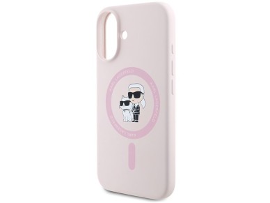 Karl Lagerfeld Silicone Karl&Choupette Heads Ring MagSafe iPhone 16 Case - Pink Karl Lagerfeld Silicone Karl&Choupette Heads Ring MagSafe iPhone 16 Case - Pink