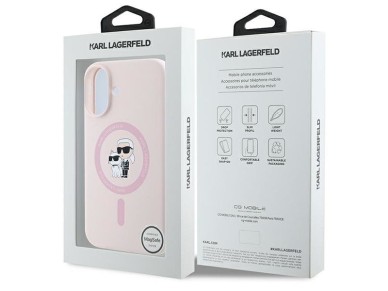 Karl Lagerfeld Silicone Karl&Choupette Heads Ring MagSafe iPhone 16 Case - Pink Karl Lagerfeld Silicone Karl&Choupette Heads Ring MagSafe iPhone 16 Case - Pink