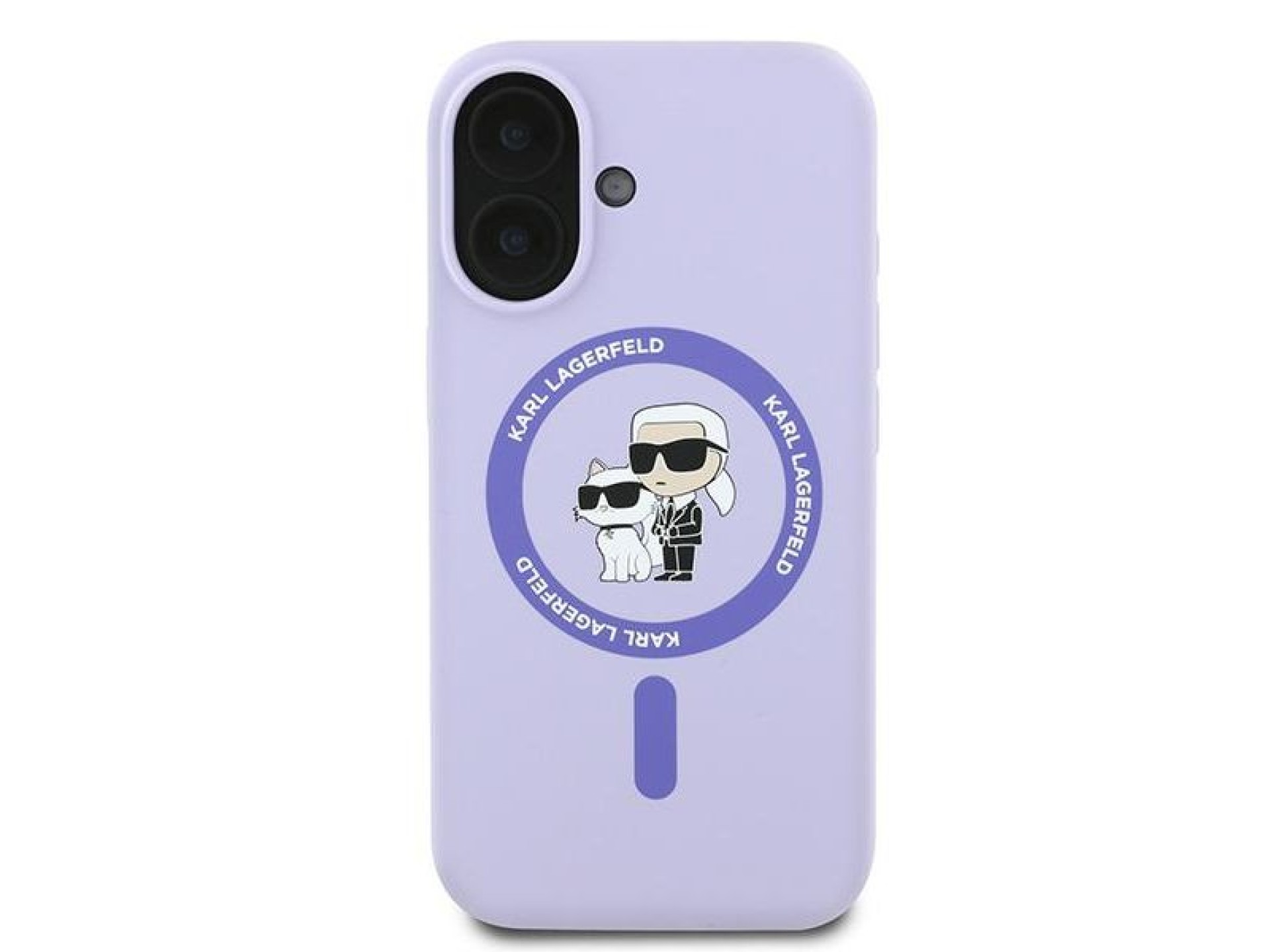 Karl Lagerfeld Silicone Karl&Choupette Heads Ring MagSafe Case for iPhone 16 Plus - Purple