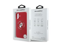 Karl Lagerfeld Silicone Karl&Choupette Heads Ring MagSafe Case for iPhone 16 Plus - Red Karl Lagerfeld Silicone Karl&Choupette Heads Ring MagSafe Case for iPhone 16 Plus - Red