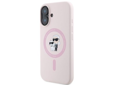 Karl Lagerfeld Silicone Karl&Choupette Heads Ring MagSafe Case for iPhone 16 Plus - Pink Karl Lagerfeld Silicone Karl&Choupette Heads Ring MagSafe Case for iPhone 16 Plus - Pink