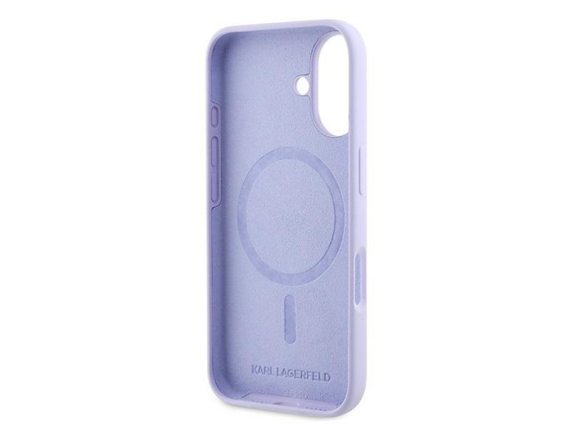 Karl Lagerfeld Silicone Karl&Choupette Heads Ring MagSafe Case for iPhone 16 Plus - Purple