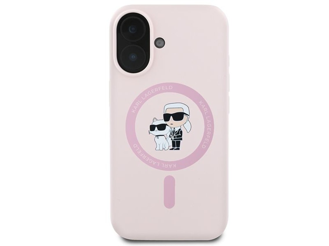 Funda de silicona Karl Lagerfeld con diseño de las cabezas de Karl y Choupette y anillo MagSafe para