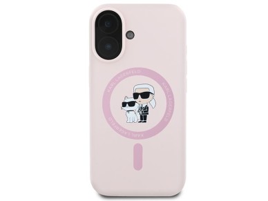 Karl Lagerfeld Silicone Karl&Choupette Heads Ring MagSafe Case for iPhone 16 Plus - Pink Karl Lagerfeld Silicone Karl&Choupette Heads Ring MagSafe Case for iPhone 16 Plus - Pink
