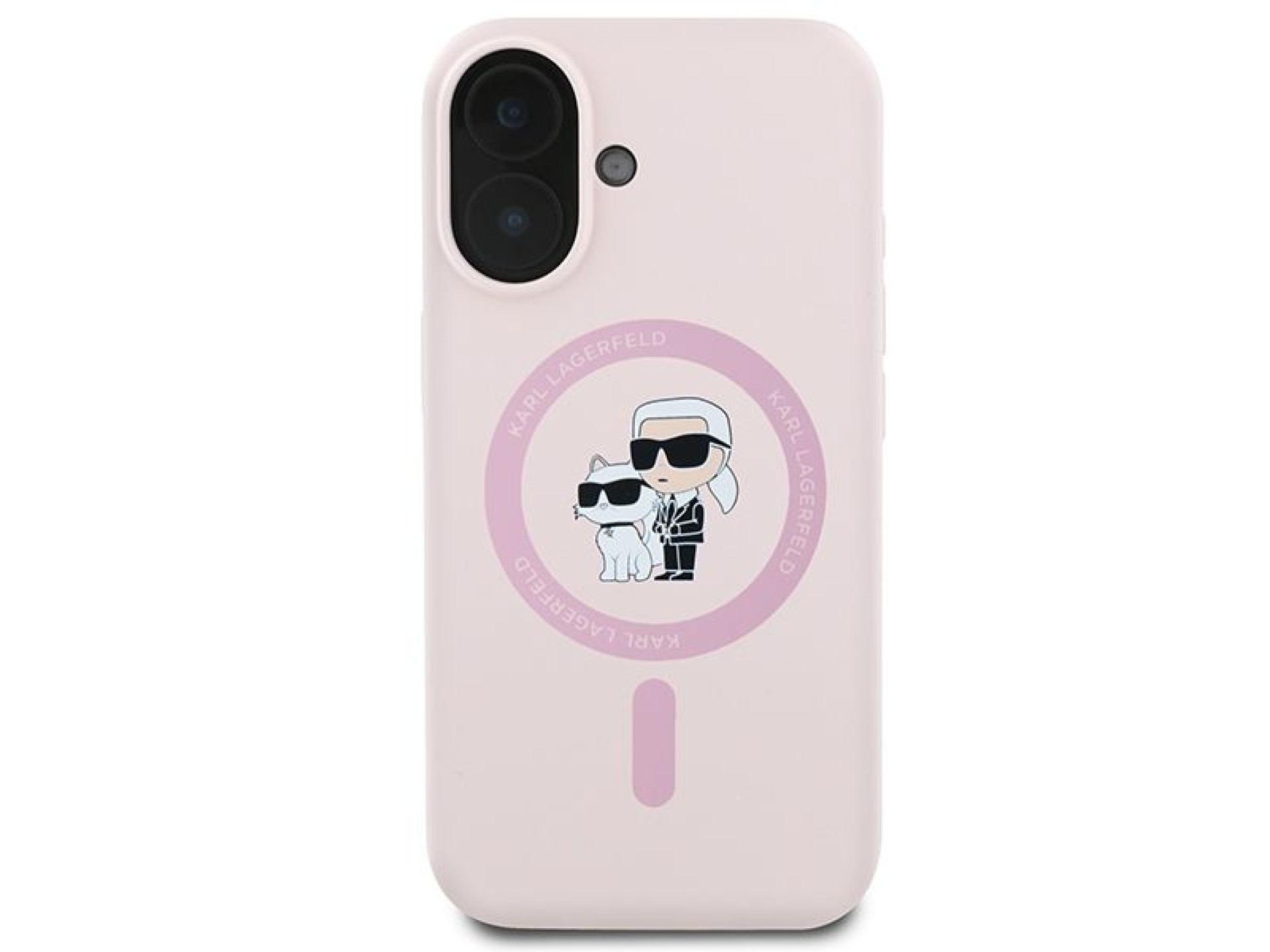 Funda de silicona Karl Lagerfeld con diseño de las cabezas de Karl y Choupette y anillo MagSafe para