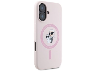 Karl Lagerfeld Silicone Karl&Choupette Heads Ring MagSafe Case for iPhone 16 Plus - Pink Karl Lagerfeld Silicone Karl&Choupette Heads Ring MagSafe Case for iPhone 16 Plus - Pink