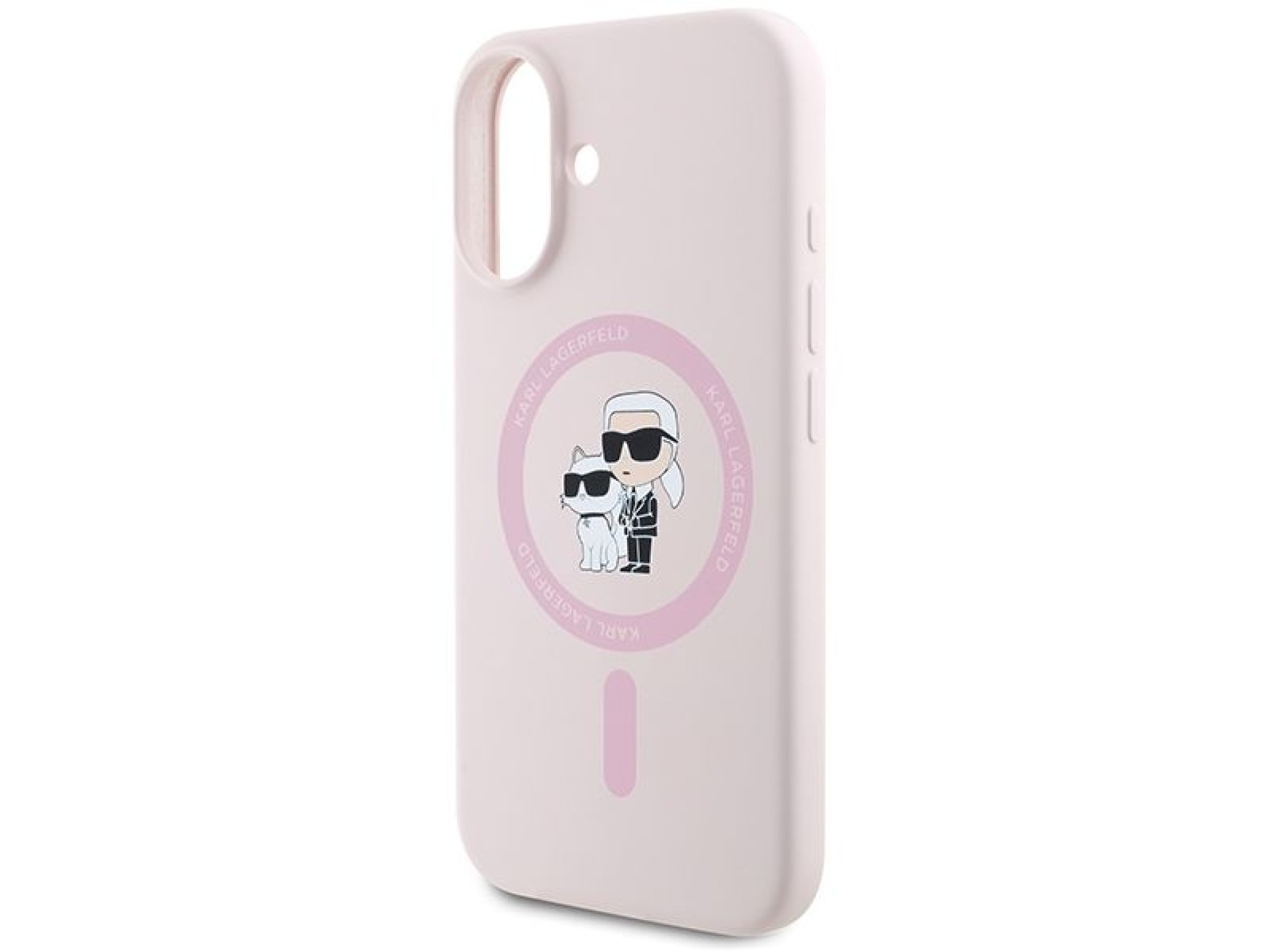 Funda de silicona Karl Lagerfeld con diseño de cabezas de Karl y Choupette y anillo MagSafe para iPh