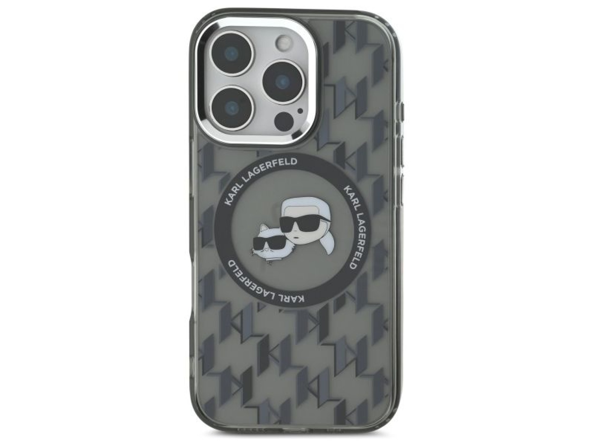 Karl Lagerfeld IML Monogram Karl & Choupette Head MagSafe iPhone 16 Pro Case - Black