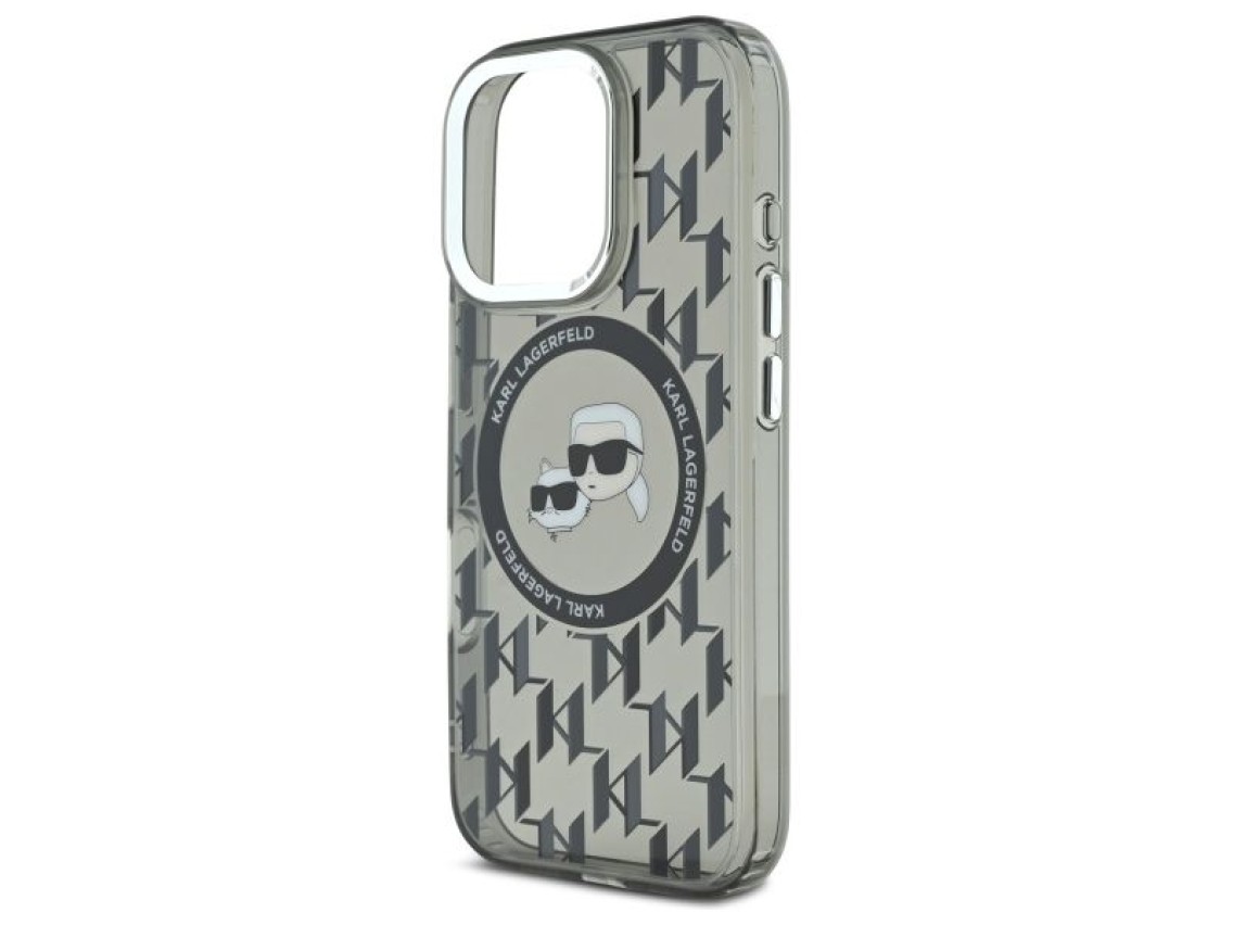 Karl Lagerfeld IML Monogram Karl & Choupette Head MagSafe iPhone 16 Pro Case - Black
