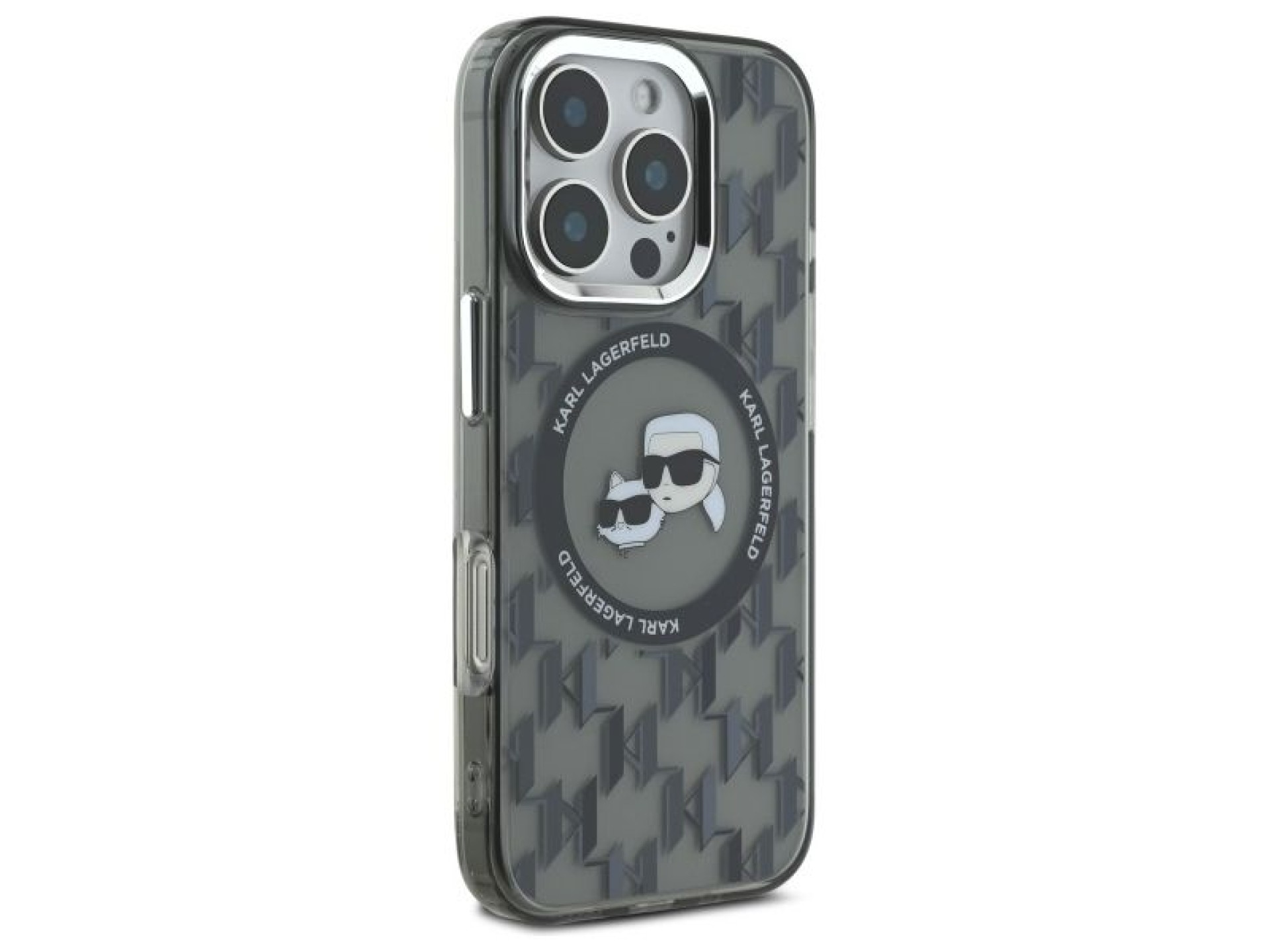 Karl Lagerfeld IML Monogram Karl & Choupette Head MagSafe iPhone 16 Pro Case - Black