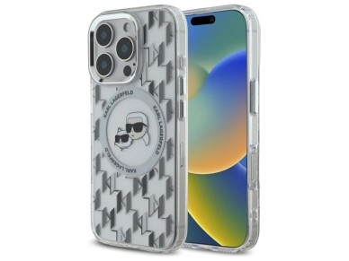 Karl Lagerfeld IML Monogram Karl & Choupette Head MagSafe iPhone 16 Pro Case - Clear Karl Lagerfeld IML Monogram Karl & Choupette Head MagSafe iPhone 16 Pro Case - Clear