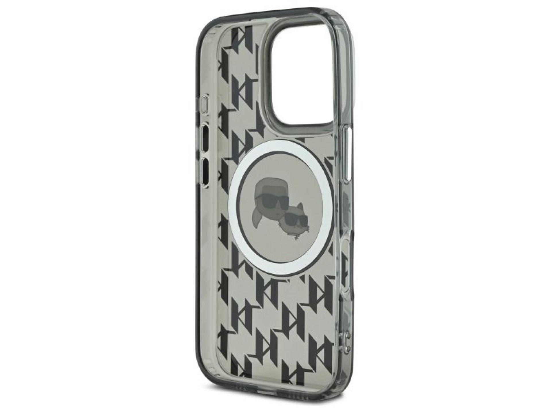 Karl Lagerfeld IML Monogram Karl & Choupette Head MagSafe iPhone 16 Pro Case - Black