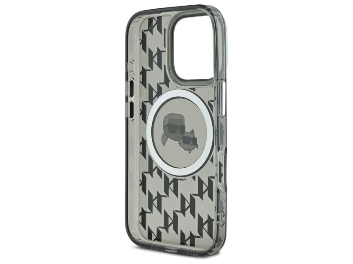 Karl Lagerfeld IML Monogram Karl & Choupette Head MagSafe iPhone 16 Pro Case - Black